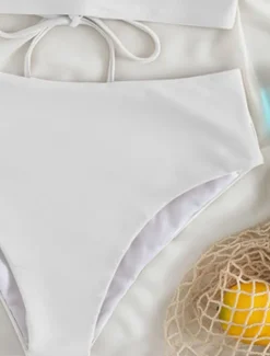 Outlet Women's Swimwear Bikini 2 Piece Briefs Swimsuit Ruffle Backless Slim Vacation Beach Wear Solid Color V Neck Sleeveless Bathing Suits Women Bikinis