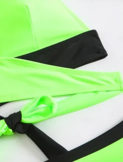 New Women's Swimwear Bikini 2 Piece Briefs Swimsuit Backless Slim Vacation Beach Wear Solid Color V Neck Sleeveless Bathing Suits Women Bikinis