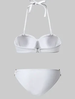 Outlet Women's Swimwear Bikini 2 Piece Cheeky Swimsuit Ruched 2 Piece Open Back Sexy Beach Wear Sexy Plain Pure Color Strapless Sleeveless Bathing Suits Women Bikinis