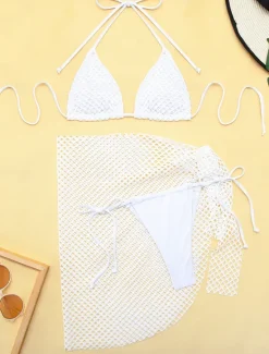 Clearance Women's Swimwear Bikini Cheeky Swimsuit Mesh Patchwork Sexy Solid Color Halter Neck Sleeveless Bathing Suits Women Bikinis