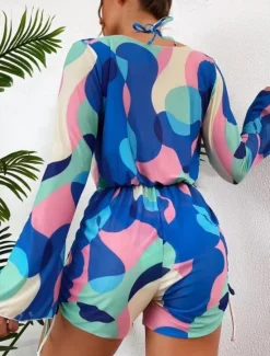 New Women's Swimwear Bikini Monokini Three Piece Cheeky Swimsuit Backless Slim Vacation Beach Wear Color Block Halter Neck Sleeveless Long Sleeve Bathing Suits Women Bikinis