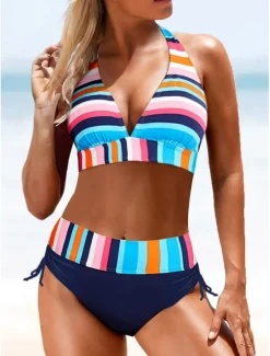 Sale Women's Swimwear Bikini Swimsuit Vacation Flag Striped Strapless Bathing Suits Women Bikinis