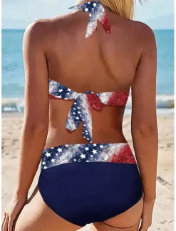 Sale Women's Swimwear Bikini Swimsuit Vacation Flag Striped Strapless Bathing Suits Women Bikinis