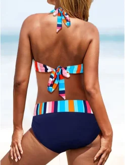 Sale Women's Swimwear Bikini Swimsuit Vacation Flag Striped Strapless Bathing Suits Women Bikinis