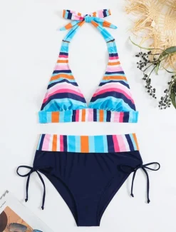 Sale Women's Swimwear Bikini Swimsuit Vacation Flag Striped Strapless Bathing Suits Women Bikinis