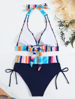 Sale Women's Swimwear Bikini Swimsuit Vacation Flag Striped Strapless Bathing Suits Women Bikinis