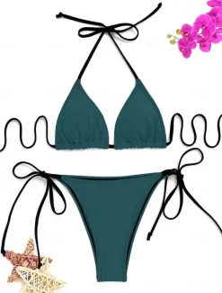 Sale Women's Swimwear Bikini Swimsuit Stylish Plain Sleeveless Bathing Suits Women Bikinis
