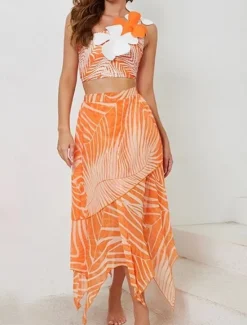 Best Women's Swimwear Bikini Three Piece Briefs Swimsuit Backless Slim Vacation Beach Wear Leaves Halter Neck Sleeveless Bathing Suits Women Bikinis