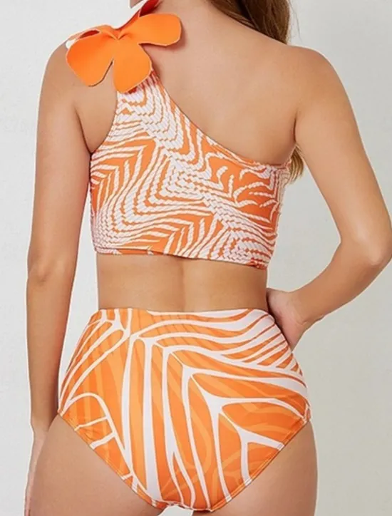 Best Women's Swimwear Bikini Three Piece Briefs Swimsuit Backless Slim Vacation Beach Wear Leaves Halter Neck Sleeveless Bathing Suits Women Bikinis