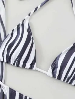 Discount Women's Swimwear Bikini Three Piece Cheeky Swimsuit Backless Slim Vacation Beach Wear Zebra Print Halter Neck Long Sleeve Bathing Suits Women Bikinis