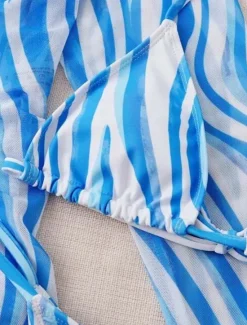 Discount Women's Swimwear Bikini Three Piece Cheeky Swimsuit Backless Slim Vacation Beach Wear Zebra Print Halter Neck Long Sleeve Bathing Suits Women Bikinis
