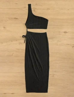 Women's Swimwear Cover Up Swim Dress Swimsuit Cut Out Vacation Beach Wear Solid Color Asymmetric Neck Sleeveless Bathing Suits Women Cover Up
