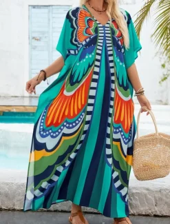 New Women's Swimwear Cover Up Swim Dress Swimsuit Vacation Beach Wear Butterfly Long Sleeve Bathing Suits Women Cover Up