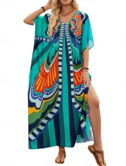 New Women's Swimwear Cover Up Swim Dress Swimsuit Vacation Beach Wear Butterfly Long Sleeve Bathing Suits Women Cover Up