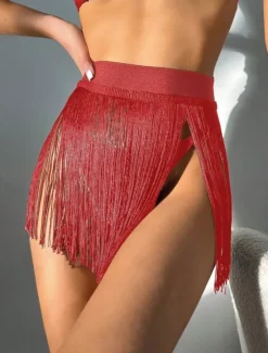 Outlet Women's Swimwear Cover Up Swimsuit Fringe Vacation Beach Wear Solid Color Sleeveless Bathing Suits Women Cover Up