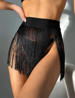 Outlet Women's Swimwear Cover Up Swimsuit Fringe Vacation Beach Wear Solid Color Sleeveless Bathing Suits Women Cover Up