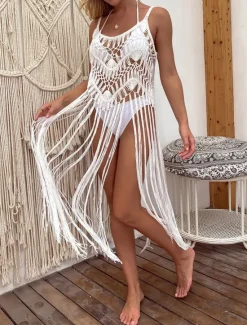 Women's Swimwear Cover Up Beach Dresses Swimsuit Cut Out Vacation Beach Wear Plain Sleeveless Women Cover Up