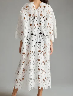 Women's Swimwear Cover Up Beach Dresses Swimsuit Lace Cut Out Vacation Beach Wear Plain Long Sleeve Women Cover Up