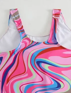 Best Women's Swimwear One Piece Monokini Swimsuit Backless Tummy Control High Waist Slim Vacation Beach Wear Ombre U Neck Sleeveless Bathing Suits Women Colorful Swimwear