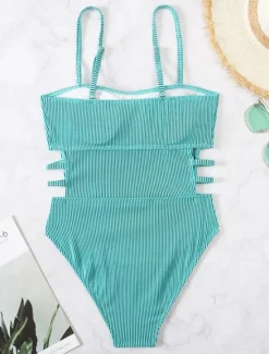 Hot Women's Swimwear One Piece Monokini Swimsuit Backless Tummy Control High Waist Slim Vacation Beach Wear Solid Color Halter Neck Sleeveless Bathing Suits Women One-Pieces