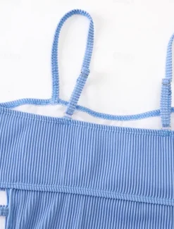 Hot Women's Swimwear One Piece Monokini Swimsuit Backless Tummy Control High Waist Slim Vacation Beach Wear Solid Color Halter Neck Sleeveless Bathing Suits Women One-Pieces