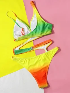 Discount Women's Swimwear One Piece Monokini Swimsuit Backless Tummy Control High Waist Slim Vacation Beach Wear Ombre Halter Neck Sleeveless Bathing Suits Women One-Pieces