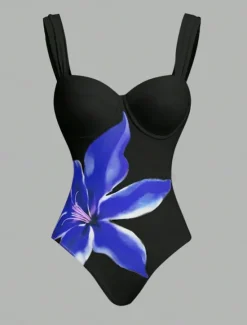 Best Women's Swimwear One Piece Monokini Swimsuit Backless Tummy Control High Waist Slim Vacation Beach Wear Floral V Neck Sleeveless Bathing Suits Women One-Pieces