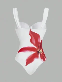 Best Women's Swimwear One Piece Monokini Swimsuit Backless Tummy Control High Waist Slim Vacation Beach Wear Floral V Neck Sleeveless Bathing Suits Women One-Pieces
