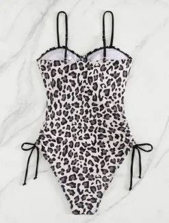 Best Women's Swimwear One Piece Monokini Swimsuit Backless Tummy Control High Waist Slim Vacation Beach Wear V Neck Sleeveless Bathing Suits Women One-Pieces|Leopard Swimwear
