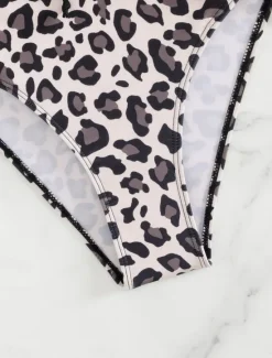 Best Women's Swimwear One Piece Monokini Swimsuit Backless Tummy Control High Waist Slim Vacation Beach Wear V Neck Sleeveless Bathing Suits Women One-Pieces|Leopard Swimwear