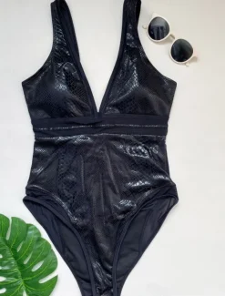 New Women's Swimwear One Piece Monokini Swimsuit Backless Tummy Control High Waist Slim Vacation Beach Wear Solid Color V Neck Sleeveless Bathing Suits Women One-Pieces