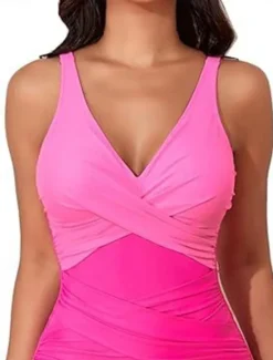 New Women's Swimwear One Piece Monokini Swimsuit Backless Tummy Control High Waist Slim Vacation Beach Wear Solid Color Halter Neck Sleeveless Bathing Suits Women One-Pieces