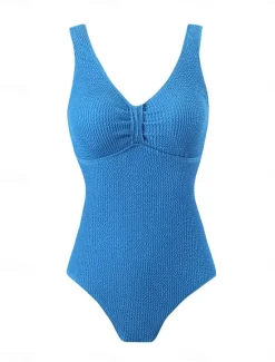 Hot Women's Swimwear One Piece Swimsuit Backless Tummy Control High Waist Slim Vacation Beach Wear Plain V Neck Sleeveless Bathing Suits Women One-Pieces