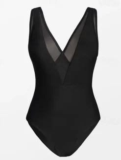 Sale Women's Swimwear One Piece Swimsuit Elegant Fashion Solid Color Sleeveless Bathing Suits Women One-Pieces