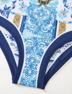Hot Women's Swimwear One Piece 2 Piece Skirt Swimsuit Backless Tummy Control High Waist Slim Vacation Beach Wear Floral Scoop Neck Sleeveless Bathing Suits Women One-Pieces