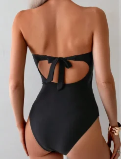 Hot Women's Swimwear One Piece Monokini Swimsuit Backless Tummy Control High Waist Vacation Beach Wear Solid Color U Neck Sleeveless Bathing Suits Women One-Pieces