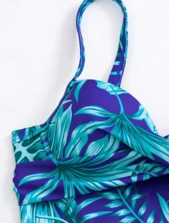 Best Women's Swimwear One Piece Monokini Swimsuit Backless Tummy Control High Waist Slim Vacation Beach Wear Leaves V Neck Sleeveless Bathing Suits Women One-Pieces