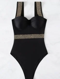 New Women's Swimwear One Piece Monokini Swimsuit Backless Tummy Control High Waist Slim Vacation Beach Wear Solid Color V Neck Sleeveless Bathing Suits Women One-Pieces