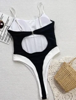 Clearance Women's Swimwear One Piece Monokini Swimsuit Backless Tummy Control High Waist Slim Vacation Beach Wear Ombre Halter Neck Sleeveless Bathing Suits Women One-Pieces