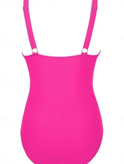 New Women's Swimwear One Piece Monokini Swimsuit Mesh Backless Tummy Control High Waist Slim Vacation Beach Wear Solid Color Halter Neck Sleeveless Bathing Suits Women One-Pieces