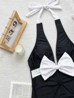 Outlet Women's Swimwear One Piece Monokini Swimsuit Backless Tummy Control High Waist Slim Vacation Beach Wear Graphic Halter Neck Sleeveless Bathing Suits Women One-Pieces