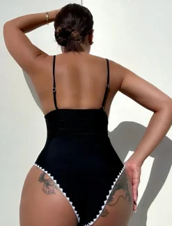 Clearance Women's Swimwear One Piece Monokini Swimsuit Backless Tummy Control High Waist Slim Vacation Beach Wear Solid Color Halter Neck Sleeveless Bathing Suits Women One-Pieces