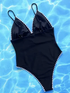 Clearance Women's Swimwear One Piece Monokini Swimsuit Backless Tummy Control High Waist Slim Vacation Beach Wear Solid Color Halter Neck Sleeveless Bathing Suits Women One-Pieces