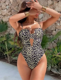 Hot Women's Swimwear One Piece Monokini Swimsuit Backless Tummy Control High Waist Slim Vacation Beach Wear Halter Neck Sleeveless Bathing Suits Women One-Pieces