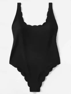 Discount Women's Swimwear One Piece Monokini Swimsuit Backless Tummy Control High Waist Slim Vacation Beach Wear Solid Color Scoop Neck Sleeveless Bathing Suits Women One-Pieces
