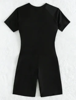 Discount Women's Swimwear One Piece Swimsuit Tummy Control High Waist Slim Backless Vacation Beach Wear Color Block Round Neck Sleeveless Bathing Suits Women One-Pieces
