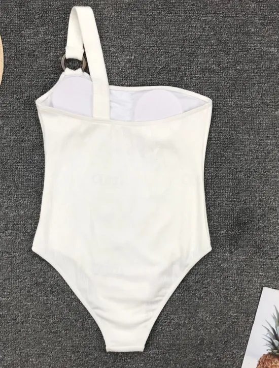 Women's Swimwear One Piece Monokini Swimsuit Backless Tummy Control High Waist Slim Vacation Beach Wear Solid Color Asymmetric Neck Sleeveless Bathing Suits Women One-Pieces