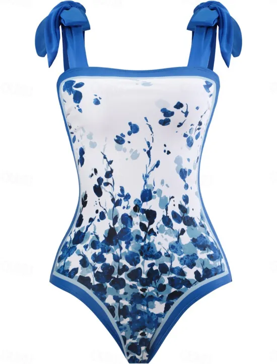 Sale Women's Swimwear One Piece 2 Piece Swimsuit Backless Tummy Control High Waist Slim Vacation Beach Wear Floral Sleeveless Bathing Suits Women One-Pieces