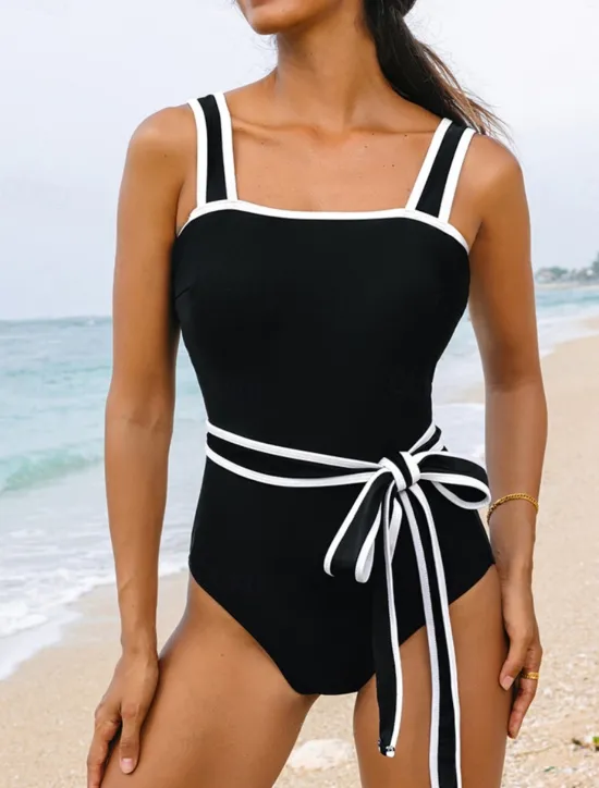 Outlet Women's Swimwear One Piece Monokini Swimsuit Backless Tummy Control High Waist Slim Vacation Beach Wear Solid Color Scoop Neck Sleeveless Bathing Suits Women One-Pieces