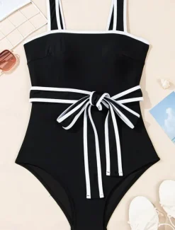 Outlet Women's Swimwear One Piece Monokini Swimsuit Backless Tummy Control High Waist Slim Vacation Beach Wear Solid Color Scoop Neck Sleeveless Bathing Suits Women One-Pieces